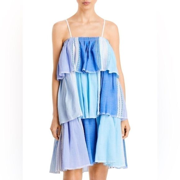 Lemlem Womens Esthal Colorblock Short Dress Swim Cover-up Blue XS $495, swim New - Picture 3 of 13